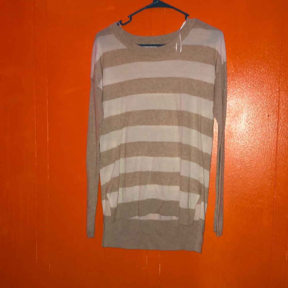 Shrinking violet women’s long sleeve sweater top brown and white size medium